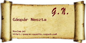 Gáspár Neszta névjegykártya